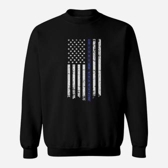Honor N Respect Thin Blue Line Flag Raw Edge Raglan Sweatshirt | Crazezy DE