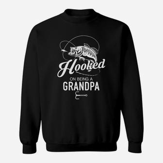 Hooked On Being A Grandpa Men Fishing Shirts T Shirt For Fisherman Sweatshirt - Thegiftio UK