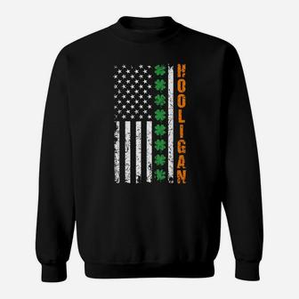 Hooligan St Patricks Day Usa American Irish Flag Shamrock Sweatshirt | Crazezy