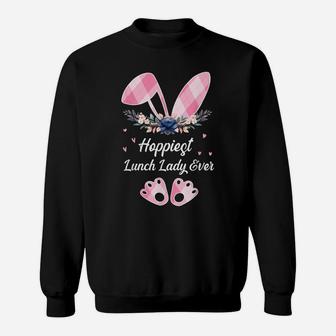 Hoppiest Lunch Lady Ever Women Easter Day Bunny Sweatshirt | Crazezy DE