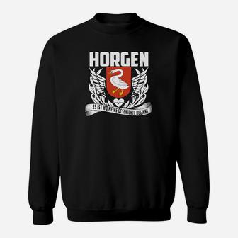 Horgen Wappen Adler & Drache Schwarzes Sweatshirt, Design für Geschichte und Stolz - Seseable