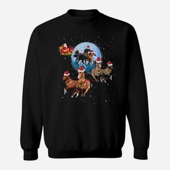Horse Drawn Sleigh Riding Santa Claus Xmas Horses Sweatshirt - Monsterry CA