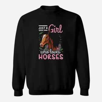 Horse Just A Girl Who Loves Horses Riding Show Jumping Sweatshirt | Crazezy DE