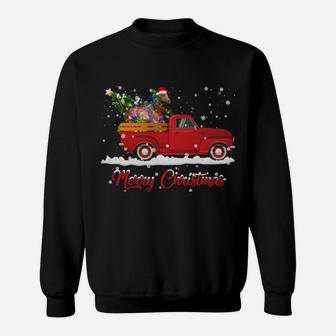 Horses Animal Riding Red Truck Christmas Sweatshirt Sweatshirt | Crazezy