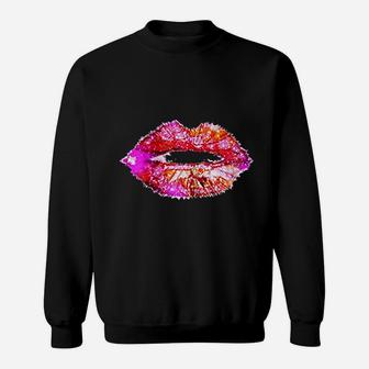 Hot Pink Lips Kiss Neon Sweatshirt | Crazezy CA