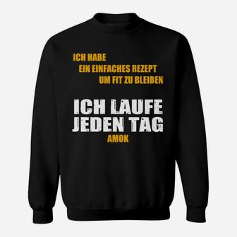 Humorvolles Fitness-Sweatshirt Ich laufe jeden Tag Amok, Herren, Schwarz - Seseable