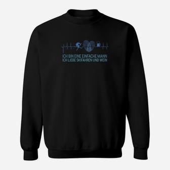 Humorvolles Herren Sweatshirt mit Skifahren & Wein Design, Lustiges Outfit - Seseable