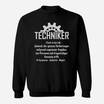 Humorvolles Techniker Sweatshirt mit Zahnradsymbol, Witzige Definition - Seseable