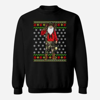 Hunter Santa Claus Hunting Ugly Christmas Sweater Pattern Sweatshirt Sweatshirt | Crazezy