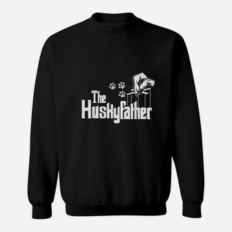 Husky Father Dog Dad Puppy Paw Print Fun Animal Fathers Day Sweatshirt | Crazezy DE