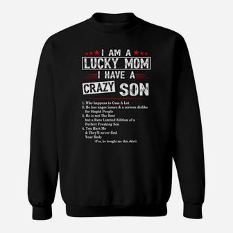 I Am A Lucky Mom I Have A Crazy Son T-Shirt Christmas Gifts Sweatshirt | Crazezy UK