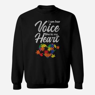 I Am Her Voice Mom Dad Family Autistic Kids Autism Awareness Sweatshirt | Crazezy