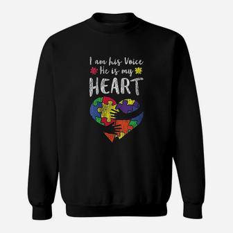 I Am His Voice Mom Dad Family Autistic Kids Awareness Sweatshirt | Crazezy UK