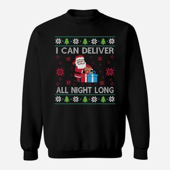 I Can Deliver All Night Long Funny Xmas Santa Sweatshirt Sweatshirt | Crazezy