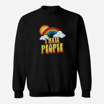 I Hate People Antisocial Distressed Vintage Rainbow Sweatshirt - Monsterry DE