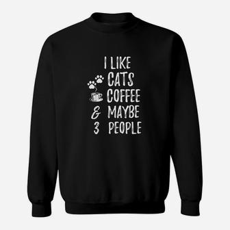 I Like Cats Coffee And Maybe 3 People Cat Gift Lover Sweatshirt | Crazezy CA