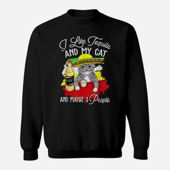 I Like Tequila And My Cat Funny Drinking Animal Lovers Tees Sweatshirt | Crazezy AU