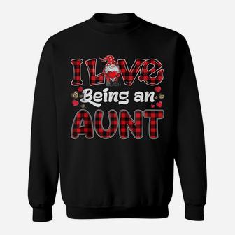 I Love Being Aunt Red Plaid Hearts Gnome Valentine's Day Sweatshirt | Crazezy AU