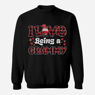 I Love Being Grammy Red Plaid Hearts Gnome Valentine's Day Sweatshirt Sweatshirt | Crazezy DE