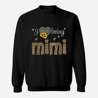I Love Being Mimi Sunflower Leopard Hippie Mothers Day Sweatshirt | Crazezy UK