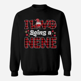 I Love Being Nene Red Plaid Hearts Gnome Valentine's Day Sweatshirt | Crazezy CA