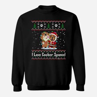 I Love Cocker Spaniel Wear Santa Suit Sweatshirt - Monsterry