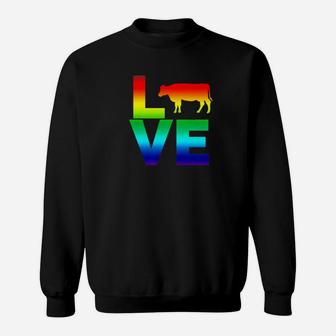 I Love Cows Rainbow Silhouette Cow Sweatshirt - Thegiftio UK