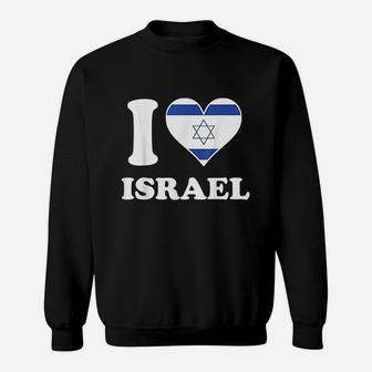 I Love Israel Israeli Flag Heart Sweatshirt | Crazezy