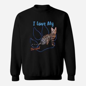 I Love My Bengal Best Cat Lover Paw Print Sweatshirt | Crazezy AU