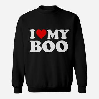 I Love My Boo Boyfriend Bf - Red Heart Sweatshirt | Crazezy UK
