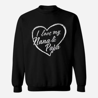 I Love My Nana And Papa In White Heart Sweatshirt | Crazezy CA