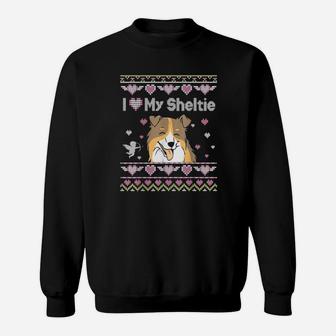 I Love My Sheltie Dog Ugly Happy Valentine Dad Mom Sweatshirt - Monsterry UK