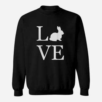 I Love Rabbit Bunny Silhouette Animal Lover White Graphics Sweatshirt | Crazezy