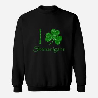 I Love Shenanigans Funny Shamrock St Patricks Day Sweatshirt - Thegiftio UK