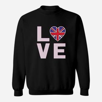I Love The United Kingdom British Flag Heart Cool Women Sweatshirt | Crazezy CA