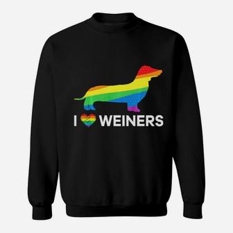 I Love Weiners Dachshund Lgbt Gay Lesbian Pride Sweatshirt - Monsterry