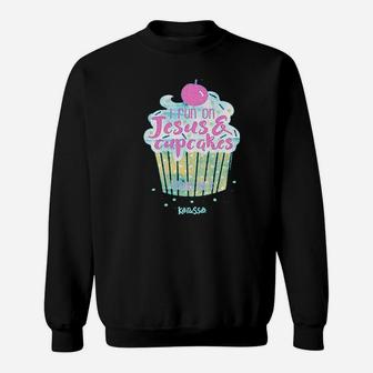 I Run On Jesus And Cupcakes Sweatshirt | Crazezy DE