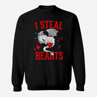 I Steal Hearts Valentines Day Cute Dragon Sweatshirt - Monsterry CA