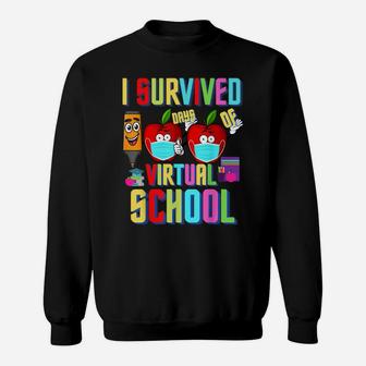 I Survived 100 Days Of Virtual School Students And Teachers Sweatshirt | Crazezy