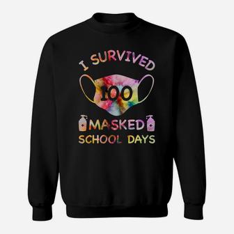 I Survived 100 Masked School Days For Kids Teacher Student Sweatshirt | Crazezy DE