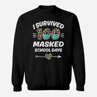 I Survived 100 Masked School Days Funny 100Th Day Of School Sweatshirt | Crazezy