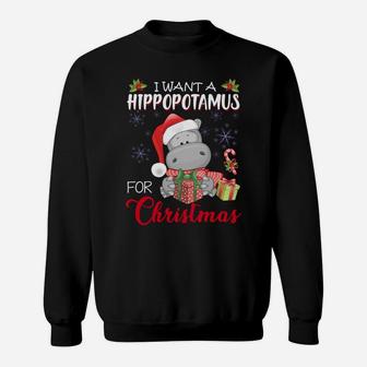 I Want A Hippopotamus For Christmas Xmas Hippo For Kid Women Sweatshirt Sweatshirt | Crazezy CA