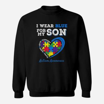 I Wear Blue For My Son Autism Awareness Sweatshirt | Crazezy AU