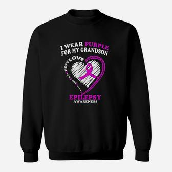 I Wear Purple For My Grandson Sweatshirt | Crazezy