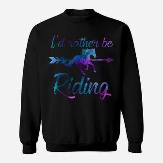 I'd Rather Be Riding Horses Equestrian Teen Girl Women Retro Sweatshirt | Crazezy UK