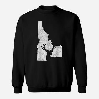 Idaho Elk Hunting Deer Hunter State Map Pride Vintage Sweatshirt | Crazezy AU
