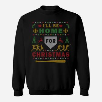 I'll Be Home Softball Ugly Christmas Sweater Party Shirts Sweatshirt | Crazezy