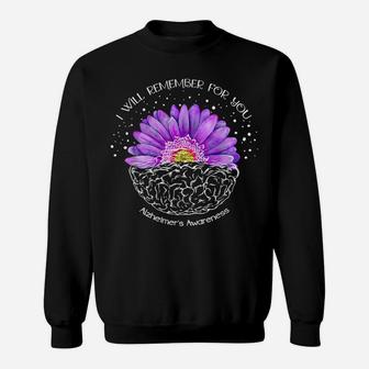 I'll Remember For You Purple Sunflower Alzheimer's Awareness Sweatshirt | Crazezy