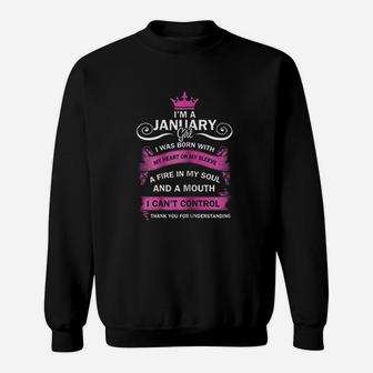 Im A January Girl I Was Born With My Heart On Sleeve Sweatshirt - Thegiftio UK