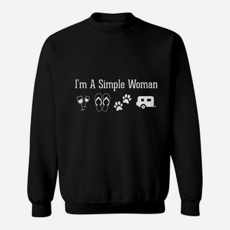 Im A Simple Woman Love Wine Flip Flop Dogs Camping Sweatshirt | Crazezy DE